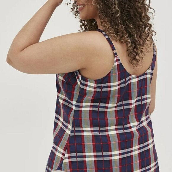 Torrid Blue Plaid Ava Stretch Challis Cami - Picture 1 of 8
